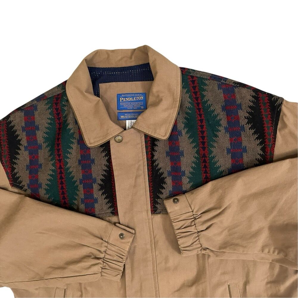 Vintage Pendleton High Grade Western Wear Bomber Jacket Men’s S Aztec Tan